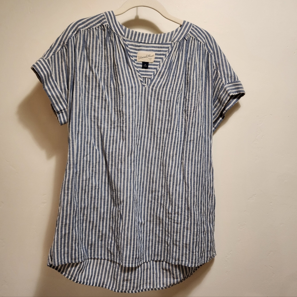 Universal Thread Blue and White Striped Blouse Medium